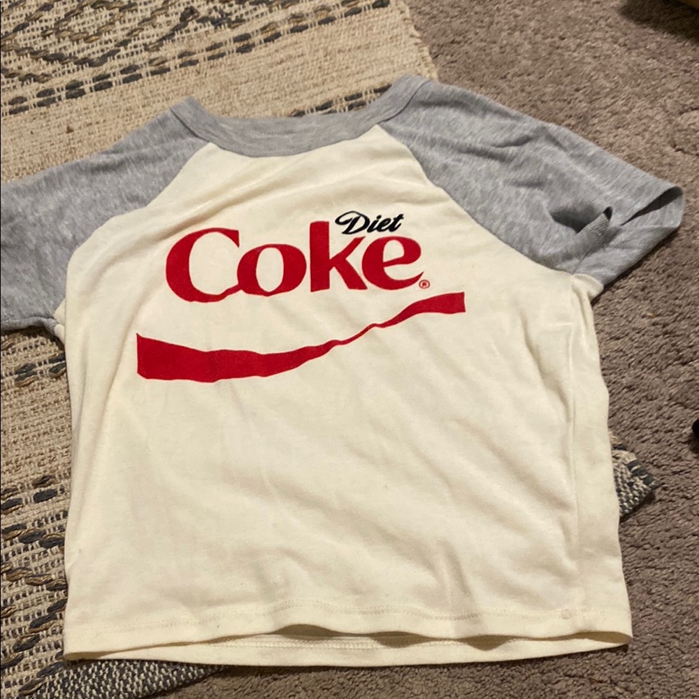 Coca Cola Cream and Gray Crop Top with Iconic Logo